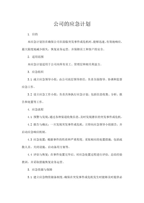 公司的应急计划