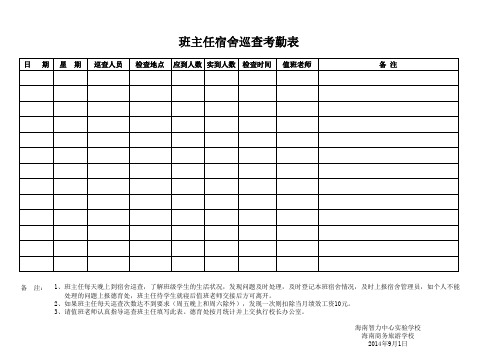 班主任宿舍巡查考勤表