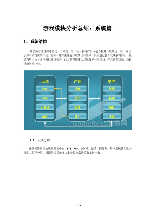 游戏模块分析总结：系统篇