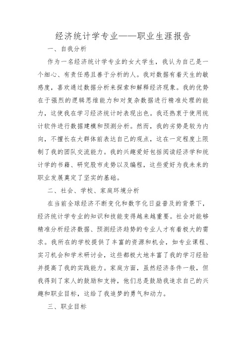 经济统计学专业——职业生涯报告