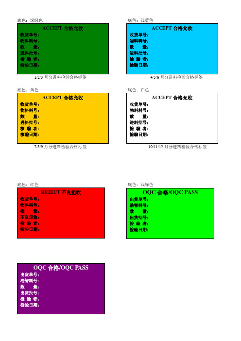 物料状态标识卡