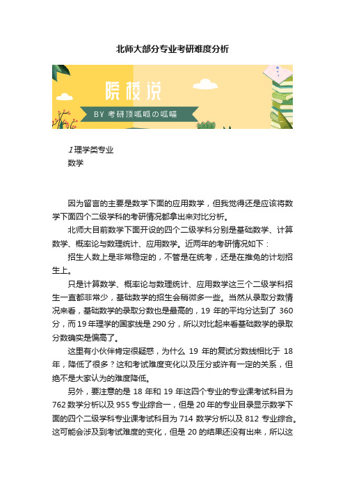 北师大部分专业考研难度分析