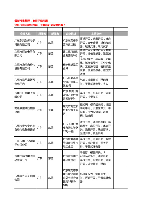 新版广东省东莞流量开关工商企业公司商家名录名单联系方式大全38家