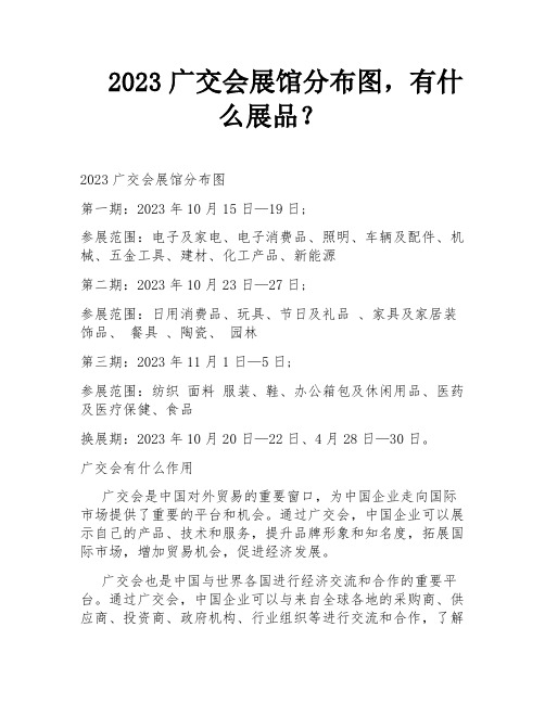 2023广交会展馆分布图,有什么展品？