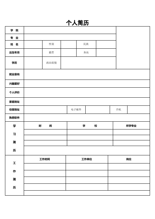 (完整word版)求职应聘个人简历模板