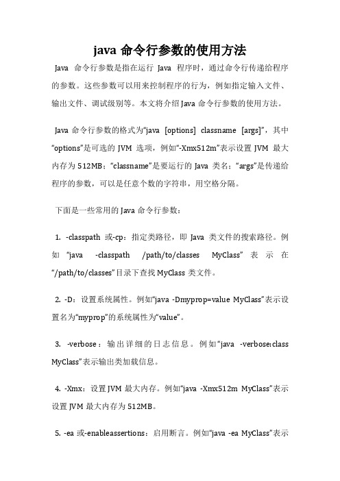 java命令行参数的使用方法