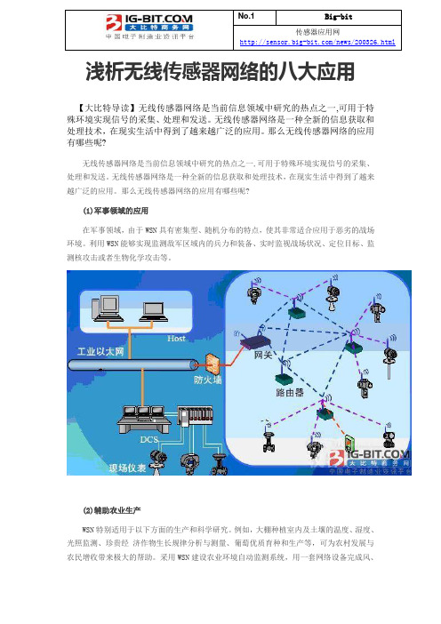 浅析无线传感器网络的八大应用