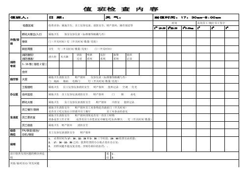 值班检查表