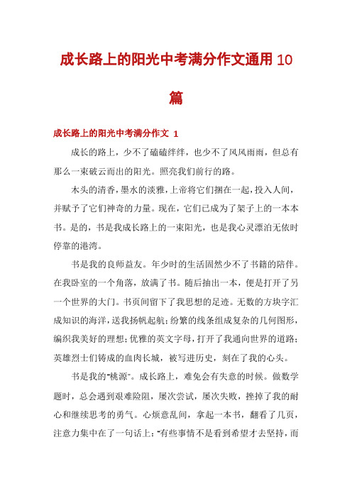 成长路上的阳光中考满分作文通用10篇