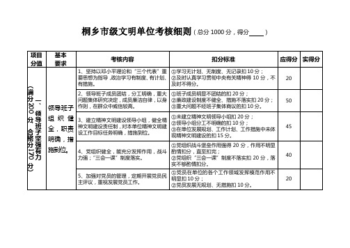 桐乡市级文明单位考核细则