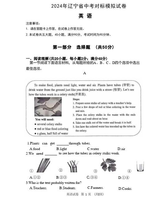 2024年辽宁省中考对标模拟试卷英语卷(含答案)