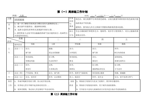 幼儿园中班下学期1--4周课程安排计划表+2