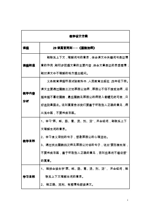 人教版小学语文一年级上册29扁鹊治病