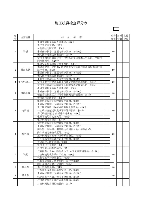 施工机具检查评分表