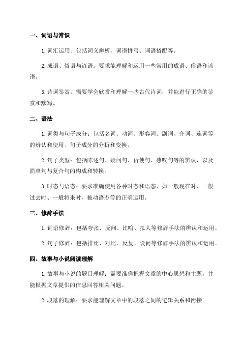 六年级语文备考总复习知识点