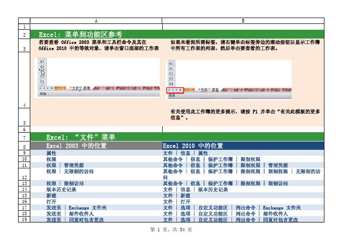 Excel2003-2010功能对照表