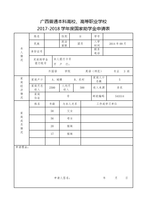 3.国家助学金申请表(2)