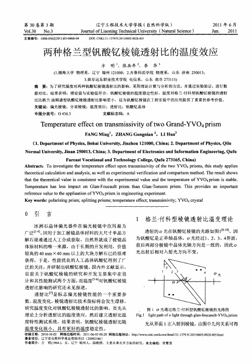 两种格兰型钒酸钇棱镜透射比的温度效应