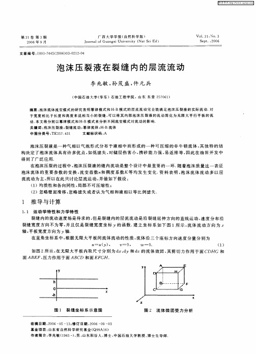 泡沫压裂液在裂缝内的层流流动