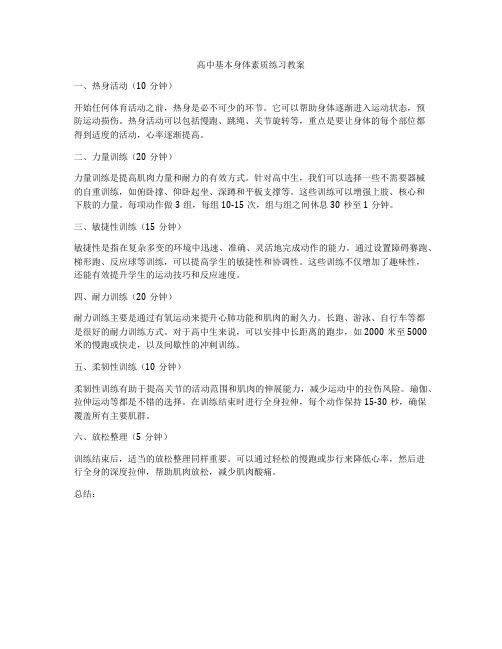 高中基本身体素质练习教案