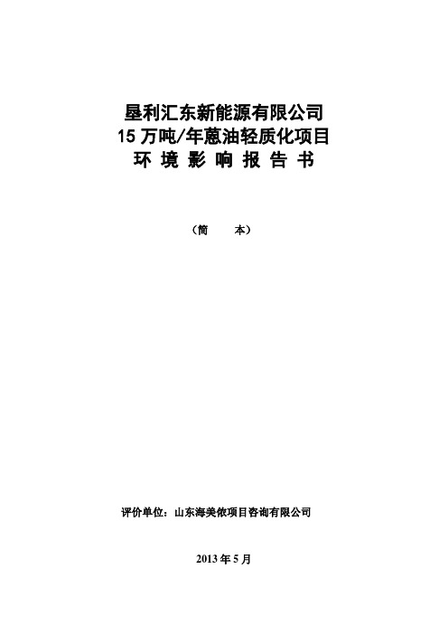 垦利汇东新能源有限公司