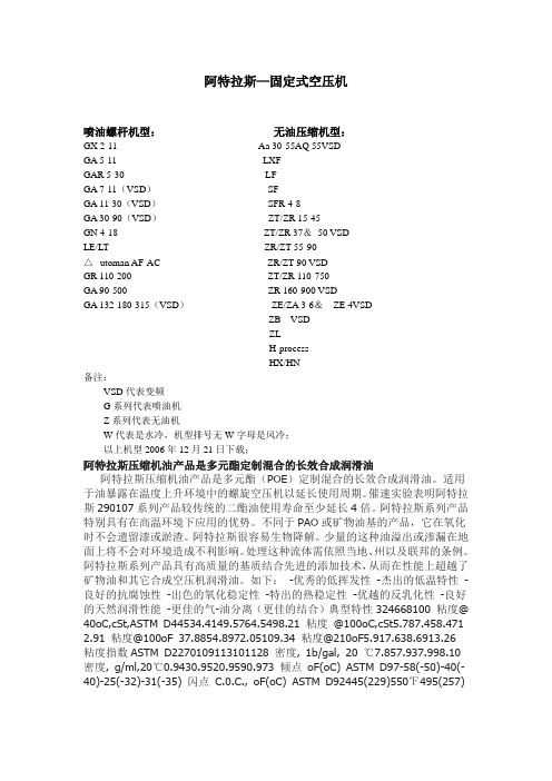 阿特拉斯固定式空压机型号