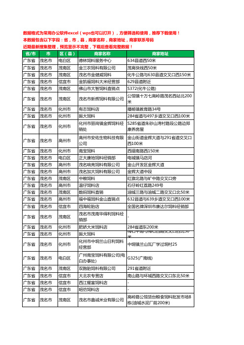 2020新版广东省茂名市饲料工商企业公司商家名录名单黄页联系电话号码地址大全399家