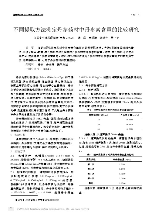 不同提取方法测定丹参药材中丹参素含量的比较研究