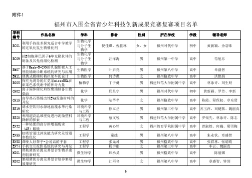 创新大赛项目清单