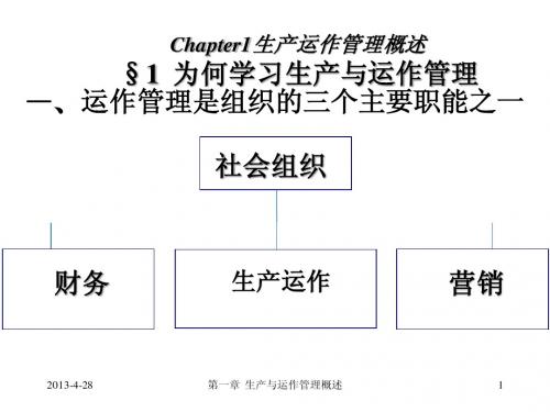 生产运营管理 Chap1__生产运作管理概述 苏州大学 陆丹