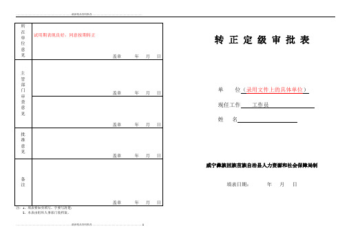 最新转正定级表(模板)