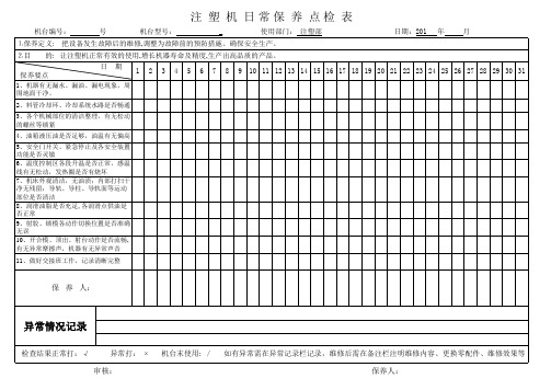 注塑机日保养记录表