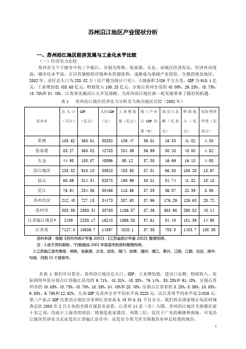 苏州沿江地区产业现状分析