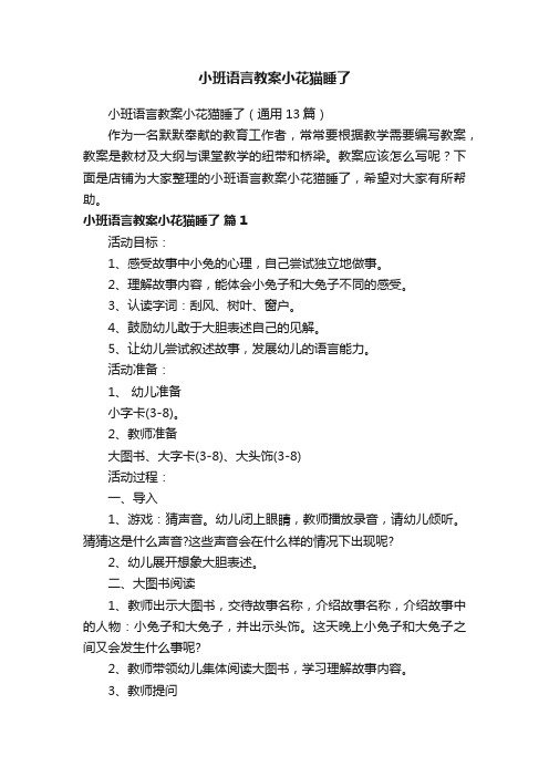 小班语言教案小花猫睡了