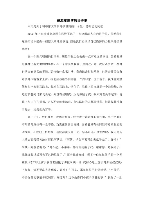 在迎接世博的日子里_初中作文_12