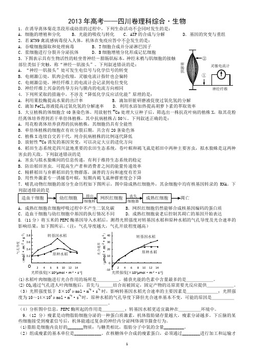 2013年高考真题——理综生物(四川卷)解析版