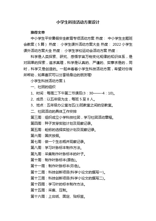 小学生科技活动方案设计