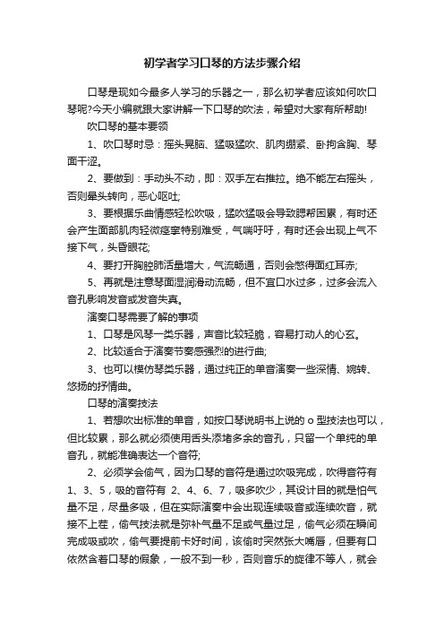 初学者学习口琴的方法步骤介绍