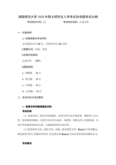 2020年湖南师范大学010_泛函分析