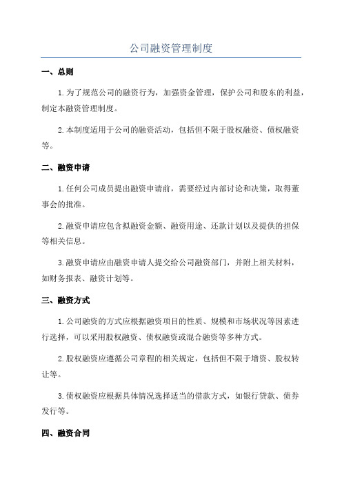 公司融资管理制度