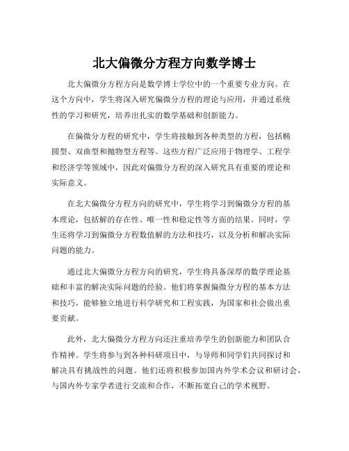 北大偏微分方程方向数学博士