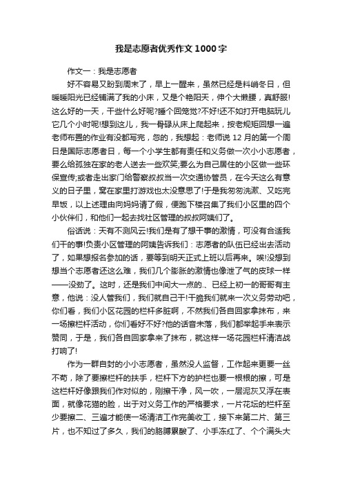 我是志愿者优秀作文1000字