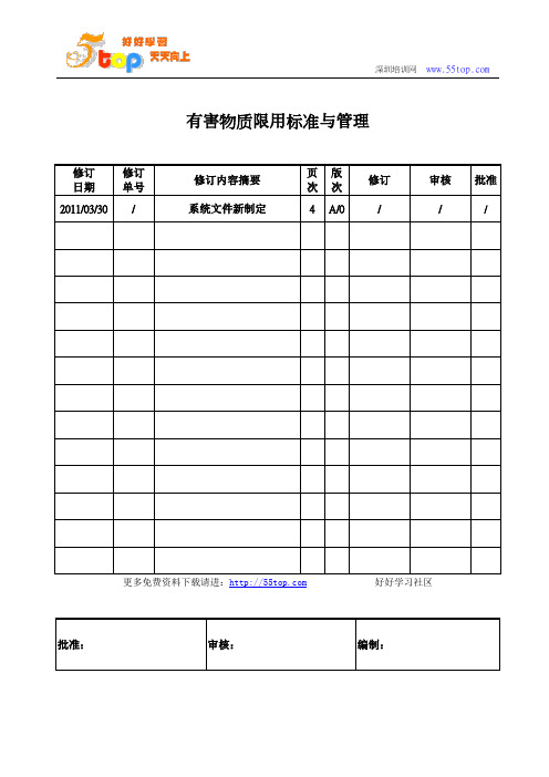 有害物质限用标准与管理