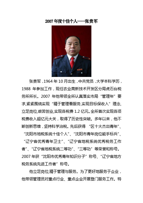 2007年度十佳个人张贵军