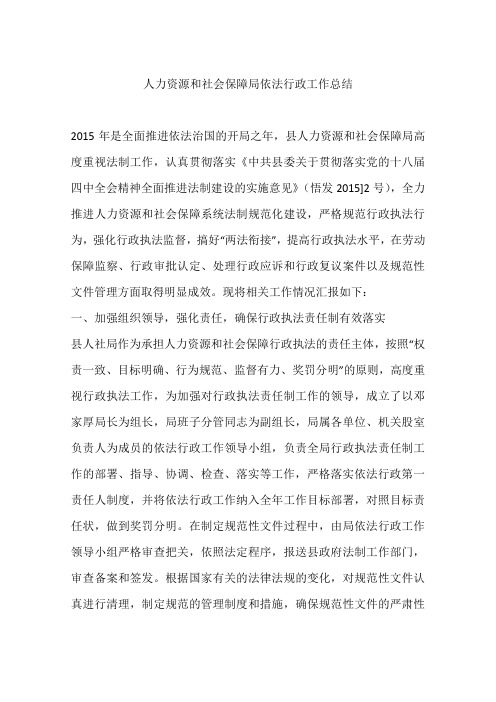 人力资源和社会保障局依法行政工作总结.docx