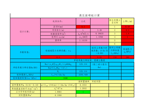 高压旋喷桩设计计算表 1