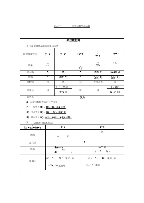 2020年高考一轮复习数学(文)二次函数与幂函数