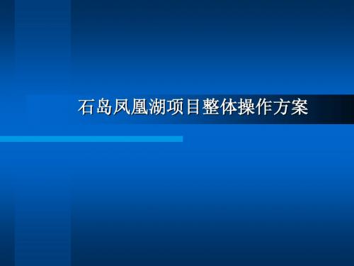 威海石岛凤凰湖项目整体操作的方案107335501