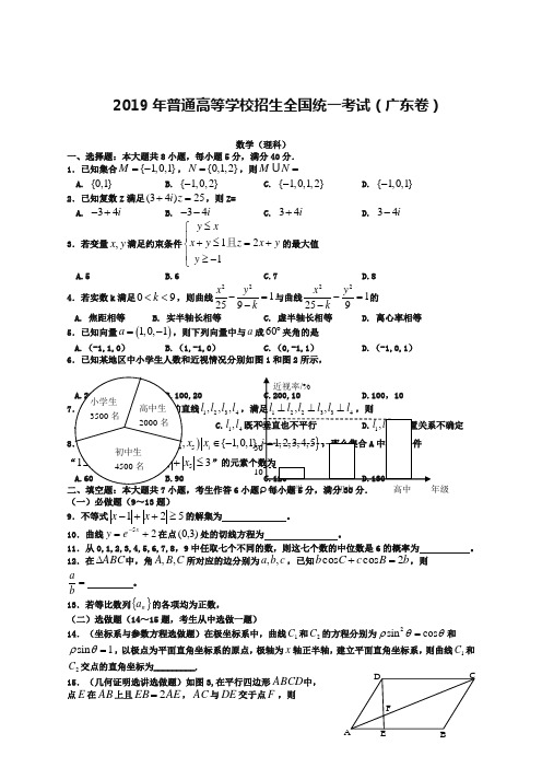 高考广东省数学理试卷及答案精校