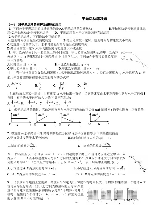 平抛运动练习题(含答案)